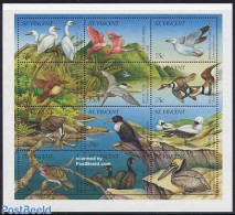 Saint Vincent 1995 Waterbirds 12v M/s, Mint NH, Nature - Birds - St.Vincent (1979-...)