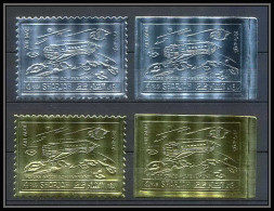 305a Sharjah N°1063/1064 A/b Espace Space Timbres OR Gold Stamps Argent Silver Voyager Non Dentelé Imperf Perf - Asie