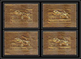 310z Davaar Scotland Apollo 1 P + 1/2 P + 3 1/2p + 10p 4 Valeurs Soyuz (soyouz Sojus) Timbres OR Gold Stamps Géant Large - Scotland