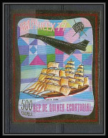 152 Guinée équatoriale Guinea Bloc N°266 OR Gold Stamps Amphilex 77 Concorde Bateau à Voile Sailing Non Dentelé  - Guinée Equatoriale