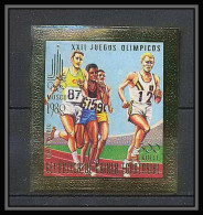 160 Guinée équatoriale Guinea N°286 OR Gold Stamps Non Dentelé Imperf Jeux Olympiques MOSCOU 1980 COURSE - Guinée Equatoriale