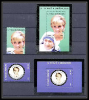135c Sao Tomé Principe LOT OR Gold Stamps Lady Diana Cote 45 Euros British Royal Family - Familles Royales
