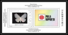 111 Pologne (Poland) N°124 Argent Silver Bloc Papillon (Butterflies) PHILANIPPON 91 - Butterflies