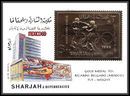 078 Sharjah Bloc N°45 A OR Gold Stamps Jeux Olympiques (olympic Game) Mexico 68 Boxe Boxing GOLD MEDAL Foreman - Ete 1968: Mexico