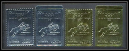 053a Fujeira N°1285 Jeux Olympiques Olympic Games 1972 Munich Complet 4 OR Gold Stamps Cheval Chevaux Horse Horses - Ete 1972: Munich