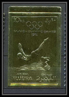 038 Fujeira N°1282 Non Dentelé Imperf Jeux Olympiques Olympic Games 1972 Munich OR Gold Stamps Plongeon Diving - Fujeira