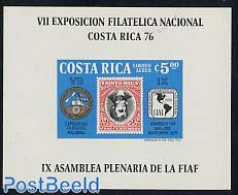 Costa Rica 1976 Stamp Exposition S/s Imperforated, Mint NH, Various - Stamps On Stamps - Maps - Timbres Sur Timbres