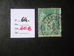 Timbre France Oblitéré N° 64  1876 - 1876-1878 Sage (Type I)