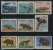 Poland 1966 Prehistoric Animals 9v, Mint NH, Nature - Animals (others & Mixed) - Birds - Fish - Prehistoric Animals - Unused Stamps