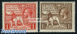 Great Britain 1925 British Empire Exp. 2v, Mint NH, Nature - Cat Family - Unused Stamps
