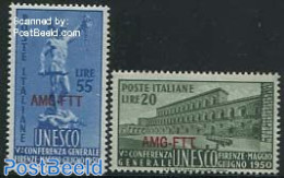 Trieste A-Zone 1950 UNESCO Conference 2v, Mint NH, History - Unesco - Art - Architecture - Sculpture - Sculpture