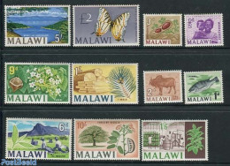 Malawi 1966 Definitives 11v, Mint NH, Nature - Animals (others & Mixed) - Butterflies - Flowers & Plants - Malawi (1964-...)