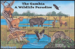 Gambia 2001 Animals 6v M/s, Mint NH, Nature - Animals (others & Mixed) - Birds - Cat Family - Gambie (...-1964)