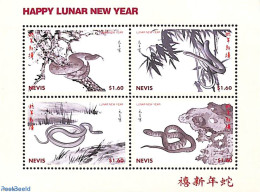 Nevis 2001 Year Of The Snake 4v M/s, Mint NH, Nature - Various - Reptiles - Snakes - New Year - New Year
