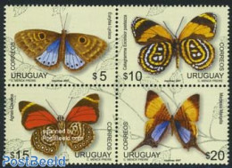Uruguay 2007 Butterflies 4v [+], Mint NH, Nature - Butterflies - Uruguay