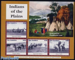 Gambia 2004 Apsaroke Indians 4v M/s, Mint NH, History - Nature - Horses - Gambie (...-1964)