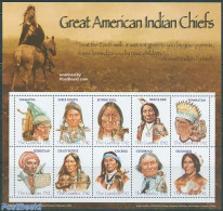 Gambia 2005 Great American Indian Chiefs 10v M/s, Mint NH, History - Nature - Horses - Gambie (...-1964)