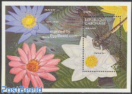 Gabon 1997 Flower, Dragonfly S/s, Mint NH, Nature - Flowers & Plants - Insects - Neufs