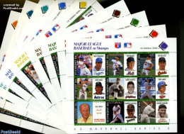 Saint Vincent 1989 Baseball 9x9v M/s (9 M/ss Each Of 9v), Mint NH, Sport - Baseball - Sport (other And Mixed) - Baseball