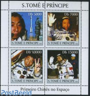 Sao Tome/Principe 2004 Chinese Space Exploration 4v M/s, Mint NH, Transport - Space Exploration - Sao Tome Et Principe
