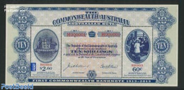 Australia 2013 100 Years Commonwealth Banknotes S/s, Mint NH, History - Various - Coat Of Arms - Money On Stamps - Neufs