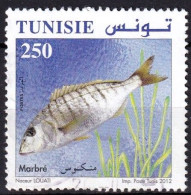 Timbre-poste Dentelé Oblitéré - Poissons De Tunisie Marbré (Lithognathus Mormyrus) - N° 1704 (Yvert) - Tunisie 2012 - Tunisia