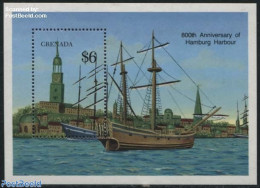 Grenada 1990 800 Years Hamburg Harbour S/s, Mint NH, Transport - Ships And Boats - Ships