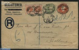 Great Britain 1894 Registered Letter From Ipswich To Rotterdam, Postal History - Other & Unclassified
