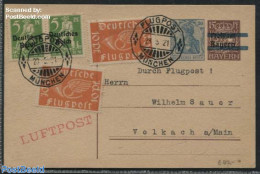 Germany, Empire 1921 Postcard By Airmail From Muenchen To Volkach, Used Postal Stationary, Transport - Aircraft & Avia.. - Covers & Documents