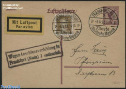 Germany, Empire 1927 Postcard, Special Postmark Frankfurt Messe, Anschlussverlehung, Postal History, Nature - Birds - Covers & Documents
