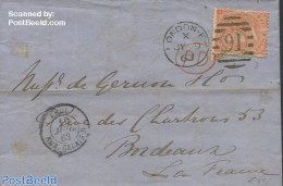 Great Britain 1863 Folding Letter From London To Bordeaux, Postal History - Other & Unclassified