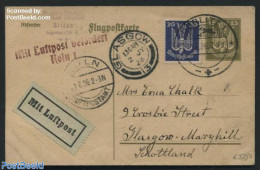 Germany, Empire 1926 Postcard, Uprated Sent By Airmail To Glasgow, Used Postal Stationary - Covers & Documents