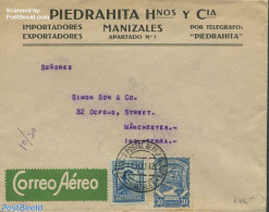 Colombia 1924 Airmail To Manchester, Postal History - Colombie