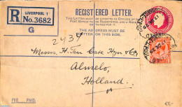 Great Britain 1929 Registered Letter Envelope 4.5d, Uprated To Almelo (NL), Postal History - Covers & Documents