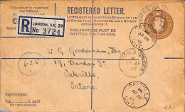 Great Britain 1928 Registered Letter Envelope 5.5d To Ontario, Postal History - Lettres & Documents