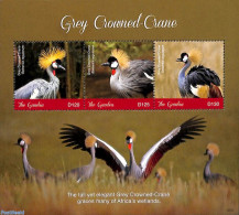 Gambia 2018 Grey Crowned Crane 3v M/s, Mint NH, Nature - Birds - Gambia (...-1964)