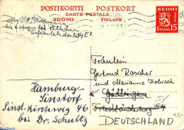 Finland 1953 Postcard 15M To Germany, Used Postal Stationary - Lettres & Documents