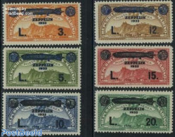 San Marino 1933 Zeppelin Overprints 6v, Unused (hinged), Transport - Zeppelins - Unused Stamps