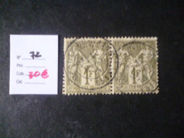 Timbre France Oblitéré N° 72 Paire 1876 - 1876-1878 Sage (Type I)