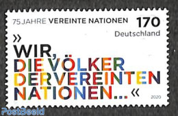 Germany, Federal Republic 2020 75 Years United Nations 1v, Mint NH, History - United Nations - Unused Stamps