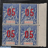 Gabon 1912 Block Of 4 With Each Overprint Type 2x, Mint NH - Neufs