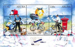 Aruba 2022 Post Aruba 130 Years S/s, Mint NH, Sport - Transport - Cycling - Post - Automobiles - Aircraft & Aviation -.. - Cyclisme