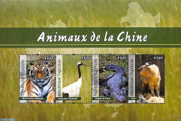 Togo 2012 Animals In China 4v M/s, Mint NH, Nature - Animals (others & Mixed) - Birds - Cat Family - Crocodiles - Togo (1960-...)