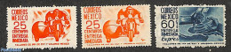 Mexico 1950 Express Mail 3v, Unused (hinged), Transport - Post - Motorcycles - Poste