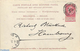 Belgium 1900 Reply Paid Postcard 10/10c, Used Postal Stationary - Lettres & Documents