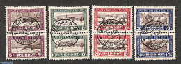 Liechtenstein 1928 Flooding Fund 4v, Pairs CTO, Used Stamps, History - Transport - Ships And Boats - Art - Bridges And.. - Used Stamps