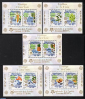 Ivory Coast 2005 50 Years Europa Stamps 5 S/s, Mint NH, History - Nature - Various - Europa Hang-on Issues - Fruit - M.. - Ongebruikt