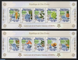 Ivory Coast 2005 50 Years Europa Stamps 2 S/s, Mint NH, History - Nature - Various - Europa Hang-on Issues - Fruit - M.. - Ongebruikt