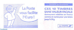 France 2002 La Poste Vous Facilite L'Euro, Booklet 10x Timbre Rouge S-a, Mint NH, Stamp Booklets - Neufs
