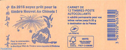 France 2015 Nouvel An Chinois, Booklet With 12x Vert S-a, Mint NH, Various - Stamp Booklets - New Year - Ongebruikt